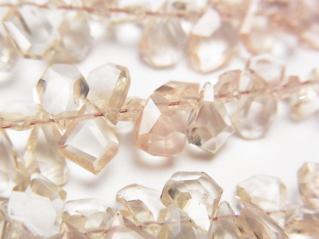 [Video] High Quality Oregon Sunstone AAA- Rough Slice Faceted [S size] 1strand beads (aprx.3inch / 8cm)