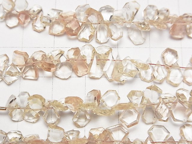 [Video] High Quality Oregon Sunstone AAA- Rough Slice Faceted [S size] 1strand beads (aprx.3inch / 8cm)