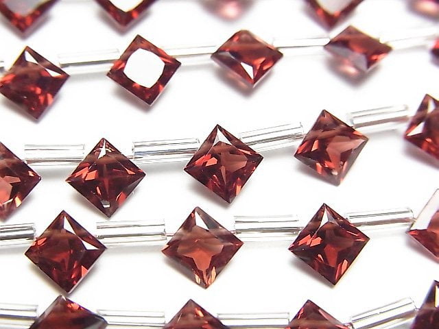[Video] High Quality Mozambique Garnet AAA Diamond Princess Cut 7x7mm half or 1strand beads (aprx.7inch / 18cm)