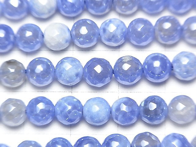 [Video] Blue color Agate Faceted Round 6mm Coating 1strand beads (aprx.15inch / 36cm)
