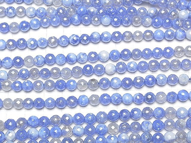 [Video] Blue color Agate Faceted Round 6mm Coating 1strand beads (aprx.15inch / 36cm)