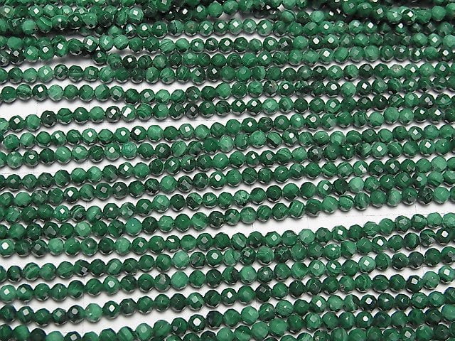 [Video] High Quality!  Malachite AAA- Faceted Round 3mm  1strand beads (aprx.15inch/37cm)