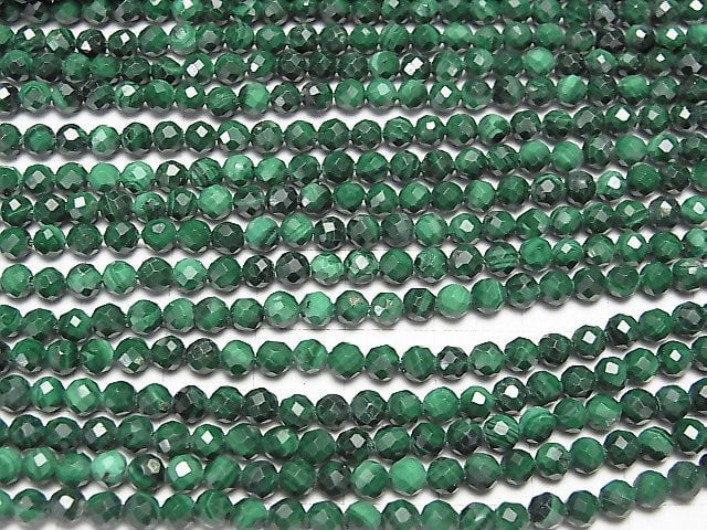 High Quality!  Malachite AAA- Faceted Round 4mm  1strand beads (aprx.15inch/37cm)
