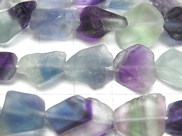 [Video] Multicolor Fluorite Rough Rock Nugget [M size] 1strand beads (aprx.15inch / 36cm)
