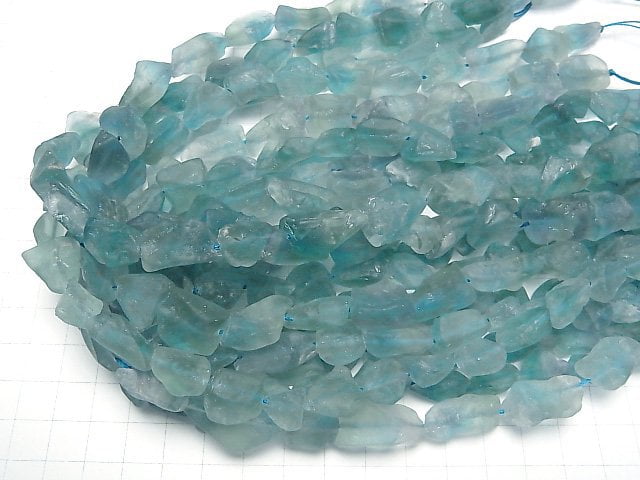 [Video] Blue Green Fluorite Rough Rock Nugget [S-M size] 1strand beads (aprx.15inch/36cm)