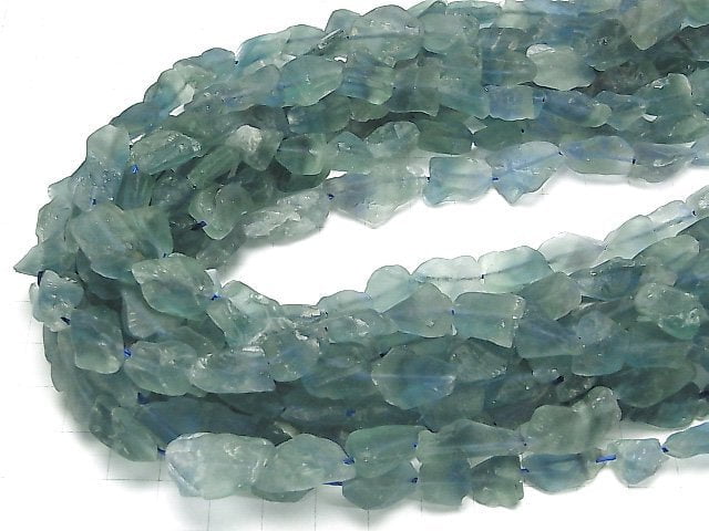 [Video] Blue Green Fluorite Rough Rock Nugget [M-L size] 1strand beads (aprx.14inch / 34cm)