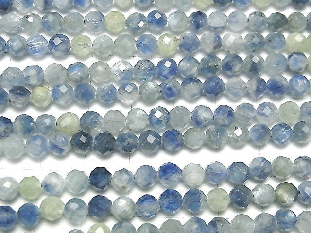 [Video] High Quality! Kyanite AA++ Faceted Round 5mm half or 1strand beads (aprx.15inch / 37cm)