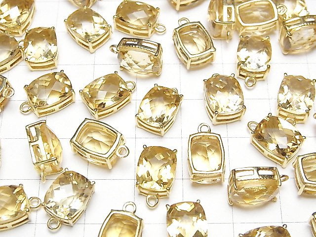 [Video] High Quality Citrine AAA Bezel Setting Rectangle Faceted 18KGP 1pc