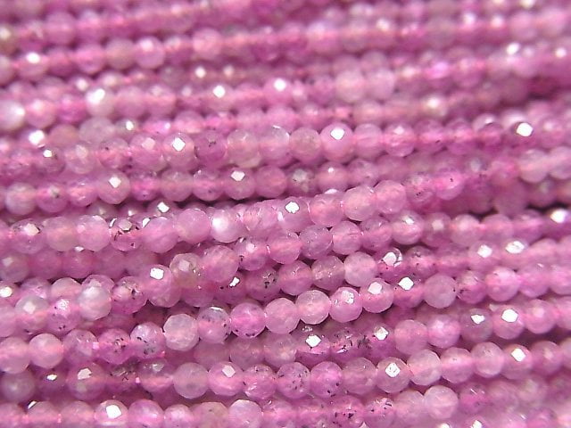 [Video] High Quality! Star Ruby (Pink Sapphire) AA++ Faceted Round 2mm 1strand beads (aprx.15inch / 37cm)