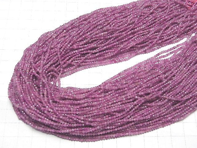 [Video] High Quality! Star Ruby (Pink Sapphire) AA++ Faceted Round 2mm 1strand beads (aprx.15inch / 37cm)
