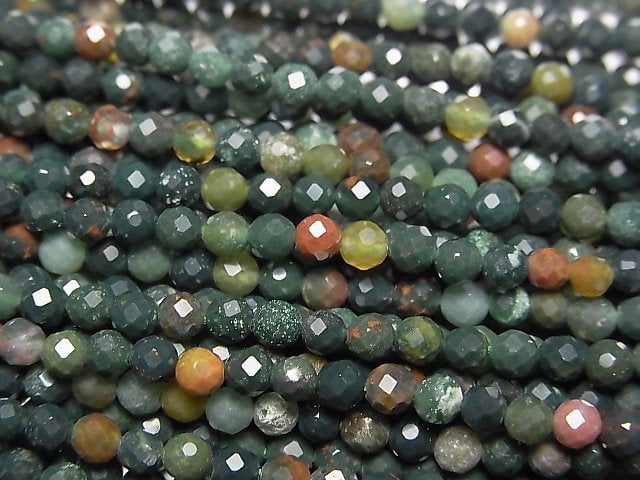 [Video] High Quality! Bloodstone Faceted Round 3mm 1strand beads (aprx.15inch / 37cm)