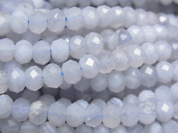 [Video] High Quality! Blue Lace Agate AA Faceted Button Roundel 6x6x4mm half or 1strand beads (aprx.15inch / 36cm)