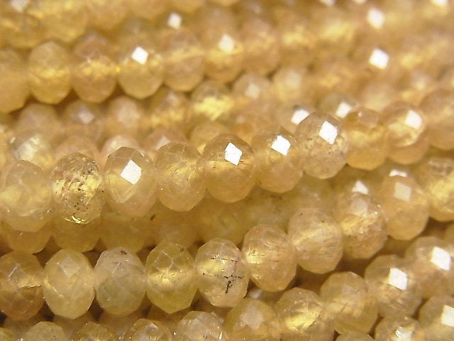 [Video] High Quality! Yellow Apatite AA Faceted Button Roundel 6x6x4mm 1strand beads (aprx.15inch / 36cm)