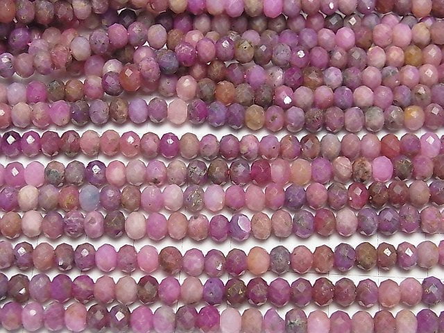 [Video] High Quality! Ruby AA Faceted Button Roundel 6x6x4mm half or 1strand beads (aprx.15inch / 36cm)
