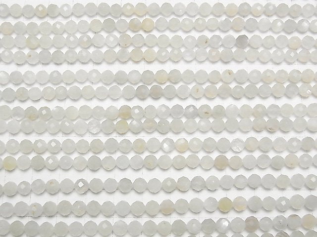 [Video] High Quality! White Moonstone AA++ Faceted Round 5mm 1strand beads (aprx.15inch / 37cm)