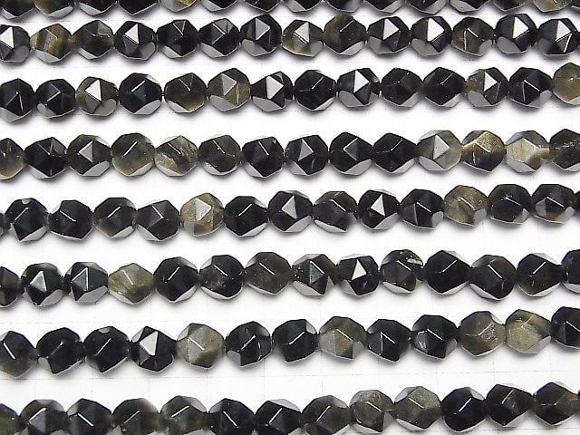 [Video] Golden Obsidian 20Faceted Round 8mm 1strand beads (aprx.15inch / 36cm)