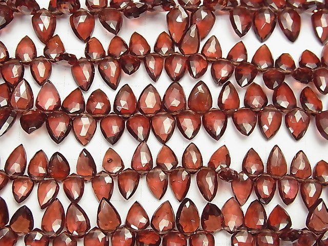 [Video] High Quality Mozambique Garnet AAA- Deformed Pear shape Faceted Briolette half or 1strand beads (aprx.8inch/21cm)