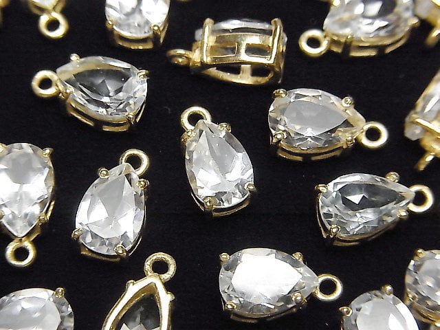 [Video] High Quality White Topaz AAA Bezel Setting Pear shape Faceted 9x6mm 18KGP 1pc