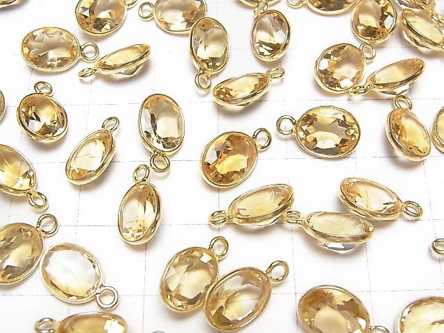 [Video] High Quality Citrine AAA Bezel Setting Oval Faceted 9x7mm 18KGP 3pcs