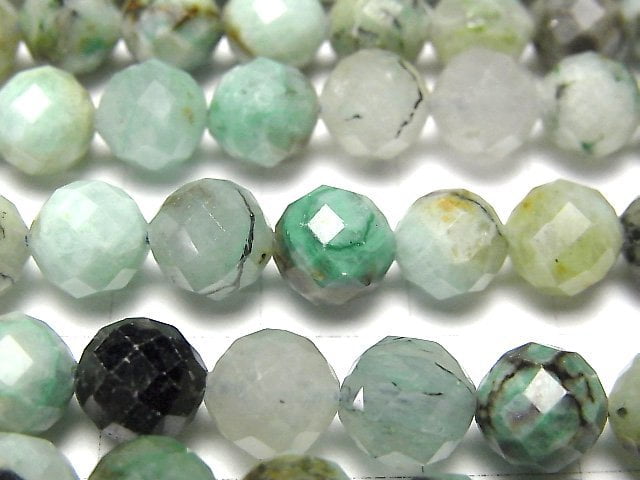 [Video] High Quality! Chrysocolla In Quartz 64Faceted Round 8mm half or 1strand beads (aprx.15inch / 37cm)