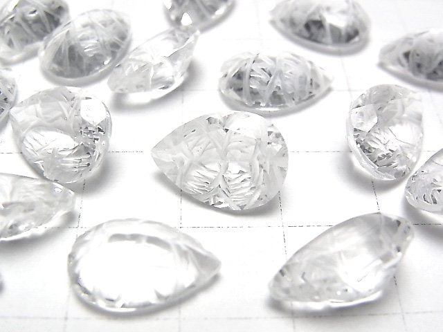 [Video] High Quality Crystal AAA Carved Pear shape Faceted 14x10mm 2pcs