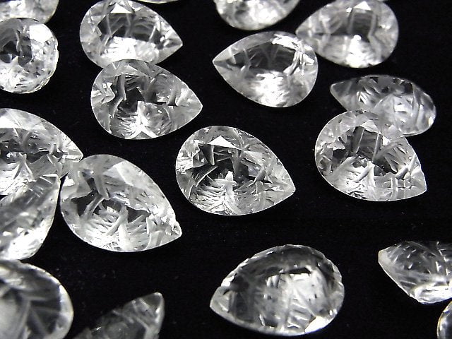 [Video] High Quality Crystal AAA Carved Pear shape Faceted 14x10mm 2pcs