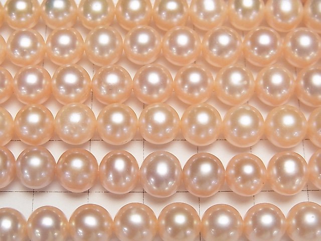 [Video] Fresh Water Pearl AAA- Potato 7-8mm Orange Pink 1strand beads (aprx.15inch / 38cm)