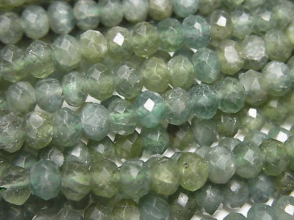 [Video] High Quality! Green Apatite AA+ Faceted Button Roundel 5.5x5.5x4mm half or 1strand beads (aprx.15inch / 37cm)