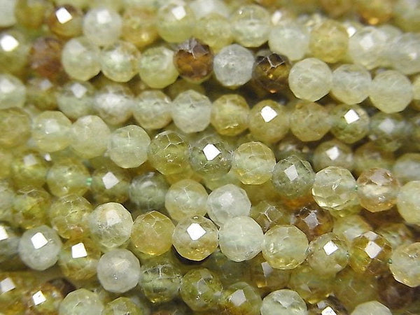 [Video] High Quality! Grossular Garnet AA++ Faceted Round 4mm 1strand beads (aprx.15inch / 37cm)