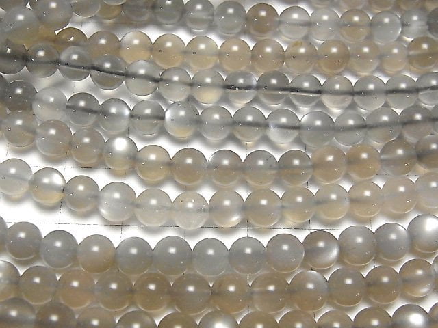 [Video] Gray Moonstone AAA- Round 6mm half or 1strand beads (aprx.21inch / 52cm)