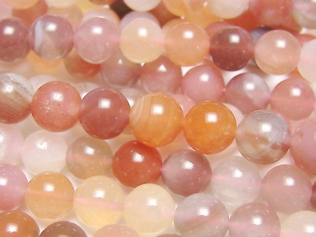 [Video] Pink Botswana Agate Round 8mm half or 1strand beads (aprx.15inch / 38cm)