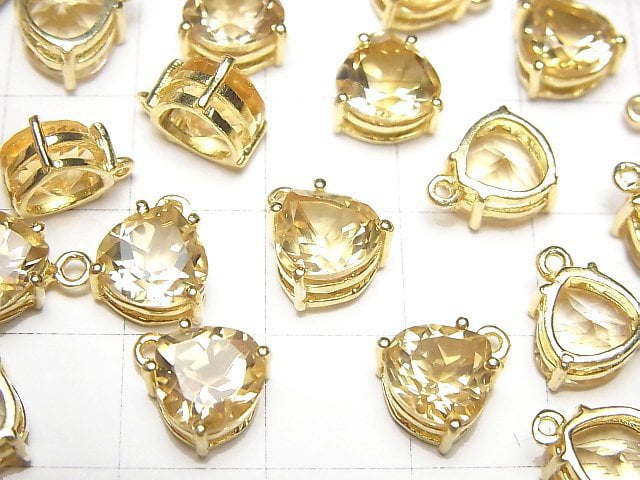 [Video] High Quality Citrine AAA Bezel Setting Chestnut Faceted 8x8mm 18KGP 1pc