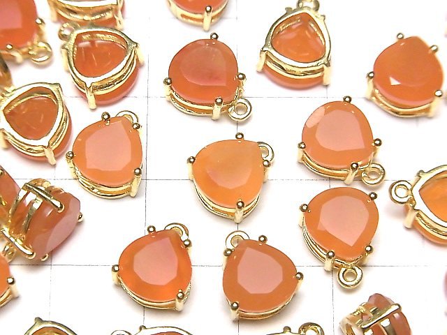[Video] High Quality Carnelian AAA Bezel Setting Chestnut Faceted 8x8mm 18KGP 1pc