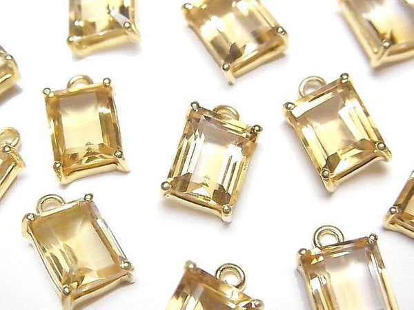 [Video]High Quality Citrine AAA Bezel Setting Rectangle Faceted 9x7mm 18KGP 1pc