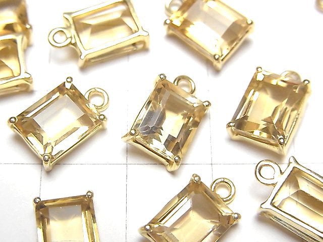 [Video]High Quality Citrine AAA Bezel Setting Rectangle Faceted 9x7mm 18KGP 1pc