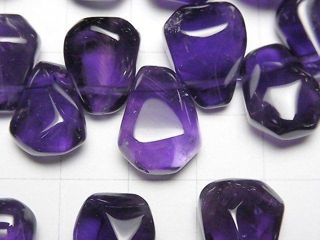 [Video] Amethyst AA++ Faceted Nugget Top Side Drilled Hole half or 1strand beads (aprx.15inch / 37cm)