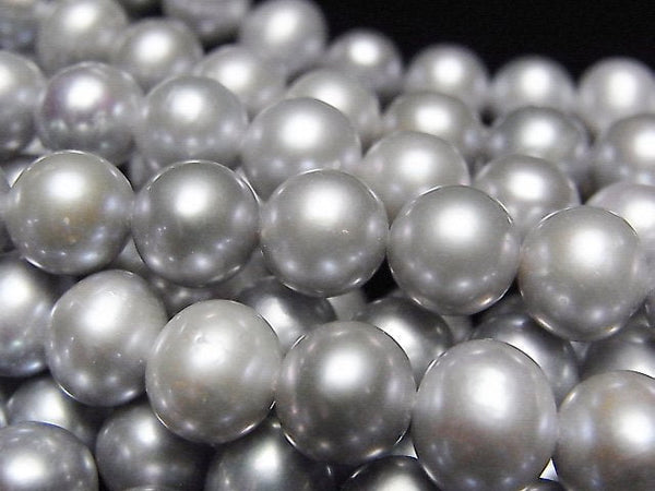 [Video] Fresh Water Pearl AA++ Semi Round 7-8mm Silver 1strand beads (aprx.15inch / 37cm)