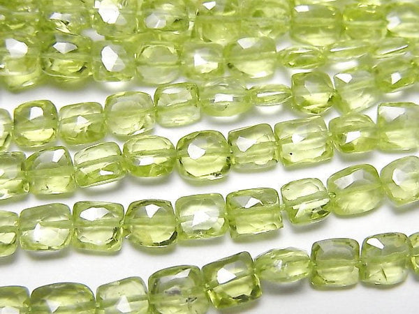[Video]High Quality Peridot AAA- Square -Faceted Rectangle 1strand beads (aprx.13inch/32cm)