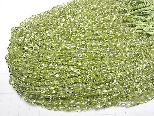 [Video]High Quality Peridot AAA- Square -Faceted Rectangle 1strand beads (aprx.13inch/32cm)