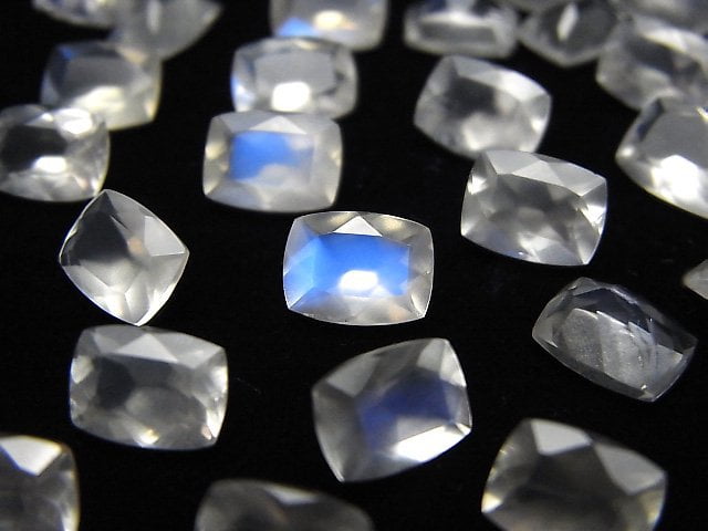 [Video] High Quality Royal Blue Moonstone AAA Rectangle Faceted 8x6mm 1pc