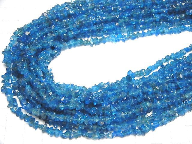 [Video] High Quality Neon Blue Apatite AAA Chips (Small Nugget) 1strand beads (aprx.34inch / 86cm)