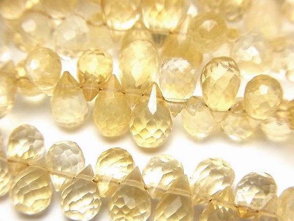 [Video] High Quality Citrine AA++ Drop Faceted Briolette half or 1strand beads (aprx.7inch / 18cm)