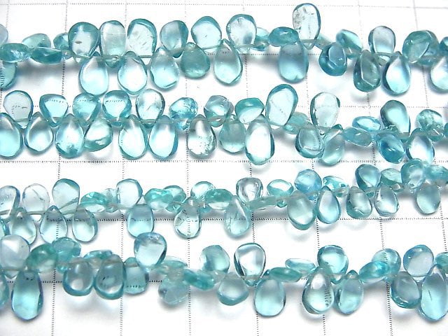 [Video]High Quality Apatite AAA Pear shape (Smooth) [S-M size] half or 1strand beads (aprx.7inch/18cm)