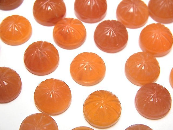 [Video] High Quality Carnelian AAA Carved Round Cabochon 10x10mm 3pcs