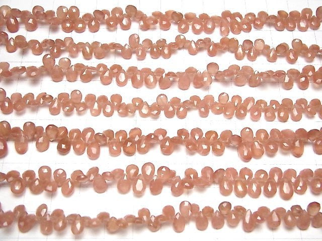 [Video] High Quality Peru Rhodochrosite AAA- Pear shape Faceted Briolette half or 1strand beads (aprx.7inch / 18cm)