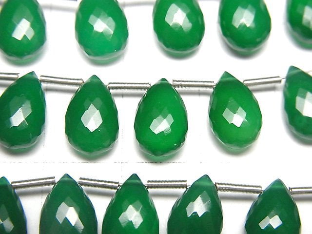 [Video] High Quality Green Onyx AAA Pear shape Faceted Briolette 10x7mm 1strand (8pcs)