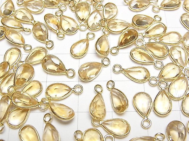 [Video] High Quality Citrine AAA Bezel Setting Pear shape Faceted 9x6mm 18KGP 5pcs