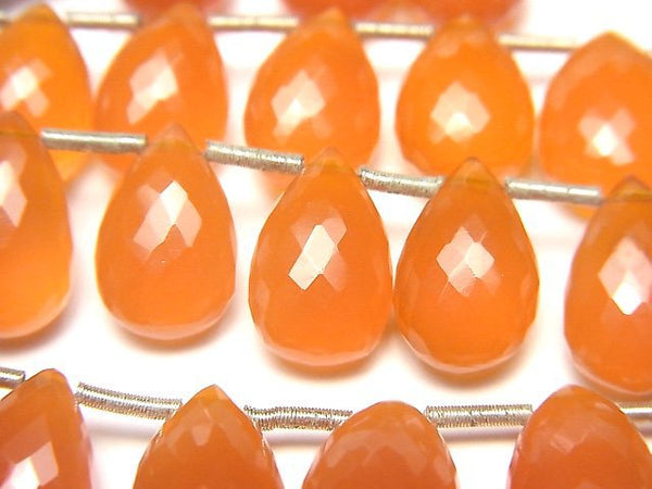 [Video] High Quality Carnelian AAA Pear shape Faceted Briolette 12x8mm [Light Color] 1strand (8pcs)