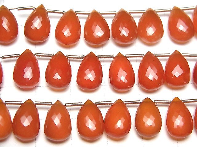 [Video] High Quality Carnelian AAA Pear shape Faceted Briolette 12x8mm 1strand (8pcs)