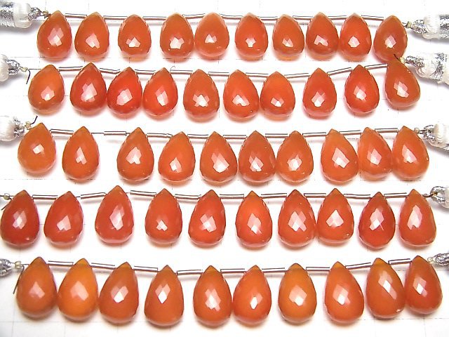 [Video] High Quality Carnelian AAA Pear shape Faceted Briolette 12x8mm 1strand (8pcs)